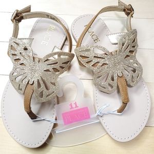 Girls Gold Glitter Buttetfly Sandals Place